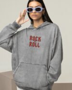 Bluza oversize z kapturem <br>Rock & Roll <br>Haft, Efekt sprania
